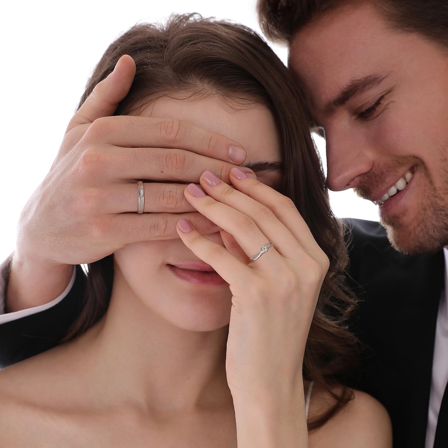 Meissa Plata de Ley 925 Pareja Anillos de Boda Juego de 2 Ajustable Hombre Mujer Anillos de Compromiso Regalos para Parejas de Aniversario Joyería, Conjunto de Dos Anillos