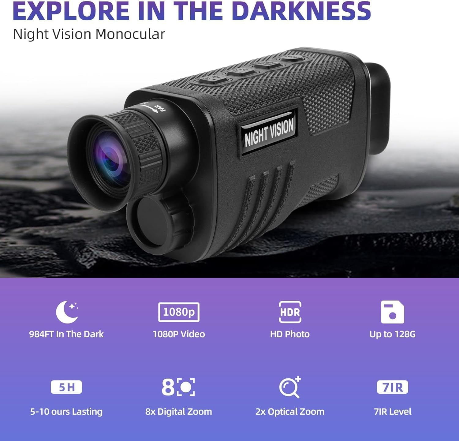 Visor Noturno Digital 8X com Infravermelho – Alcance até 500m no