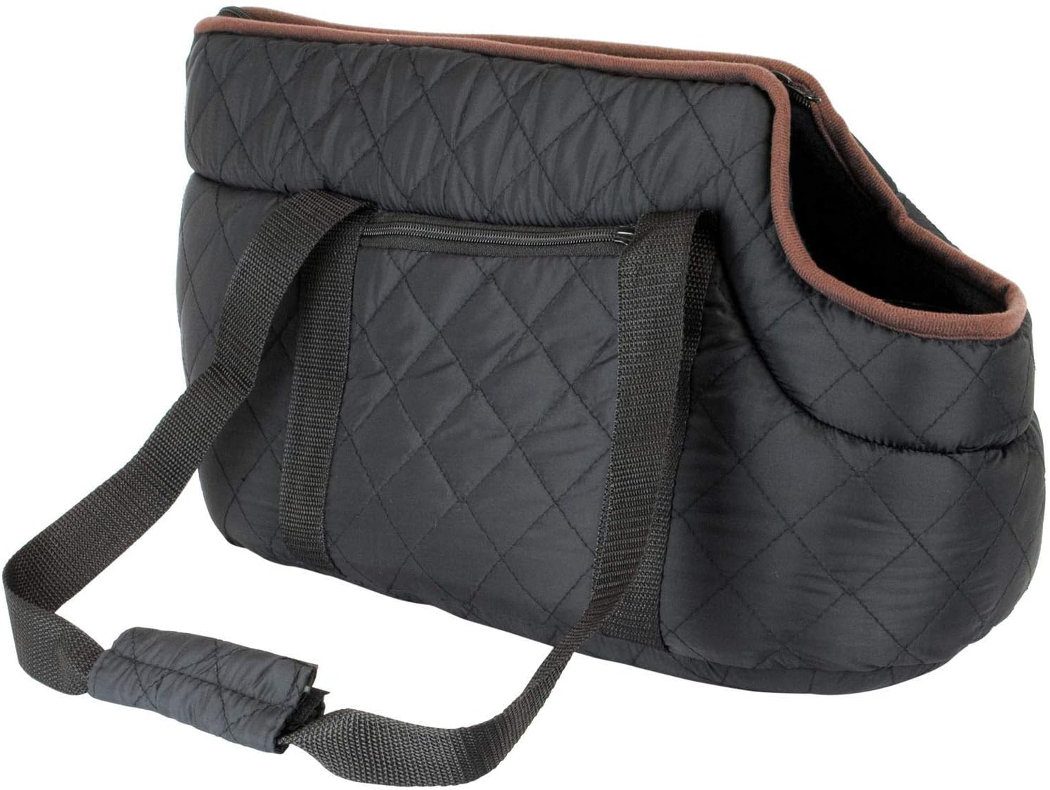 Quilted Pet Carrier Small Dog Handbag Cat Carry Bag (Black)