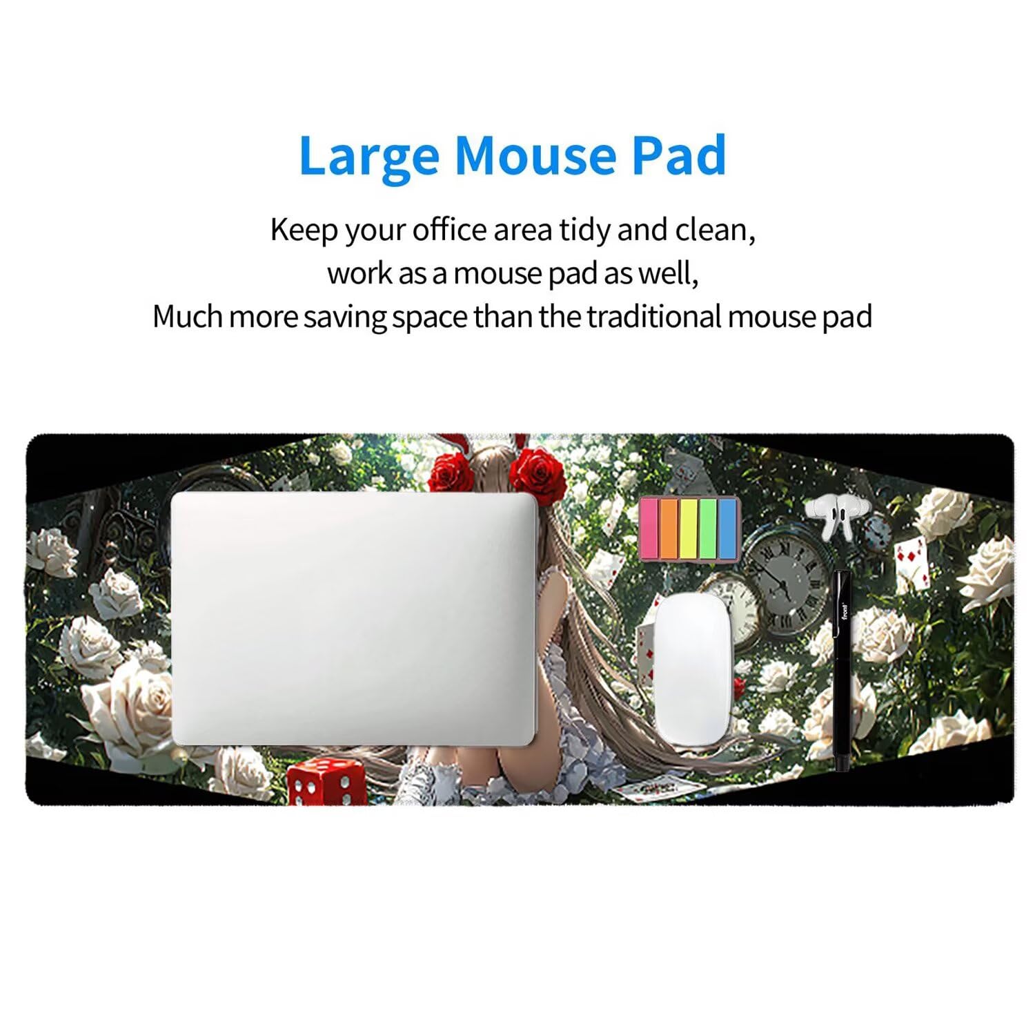 Tappetino per Mouse XXL 1200 x 400 mm Tappetino Mouse Gaming Grande, Mousepad con Base in Gomma Antiscivolo, Tappeto per Tavolo da Gaming per Mouse e Tastiera, Accessori PC (Anime Ragazze) u-130