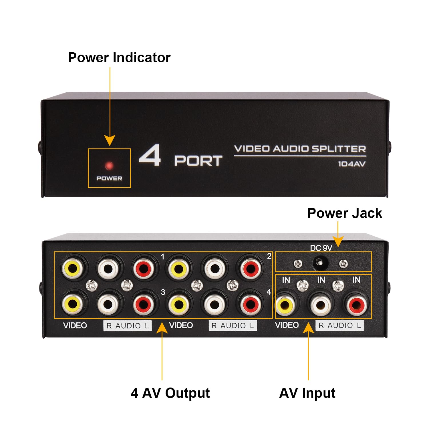 Amazon.com: 3 RCA Splitter 4 Way, 1 in 4 Out AV Splitter
