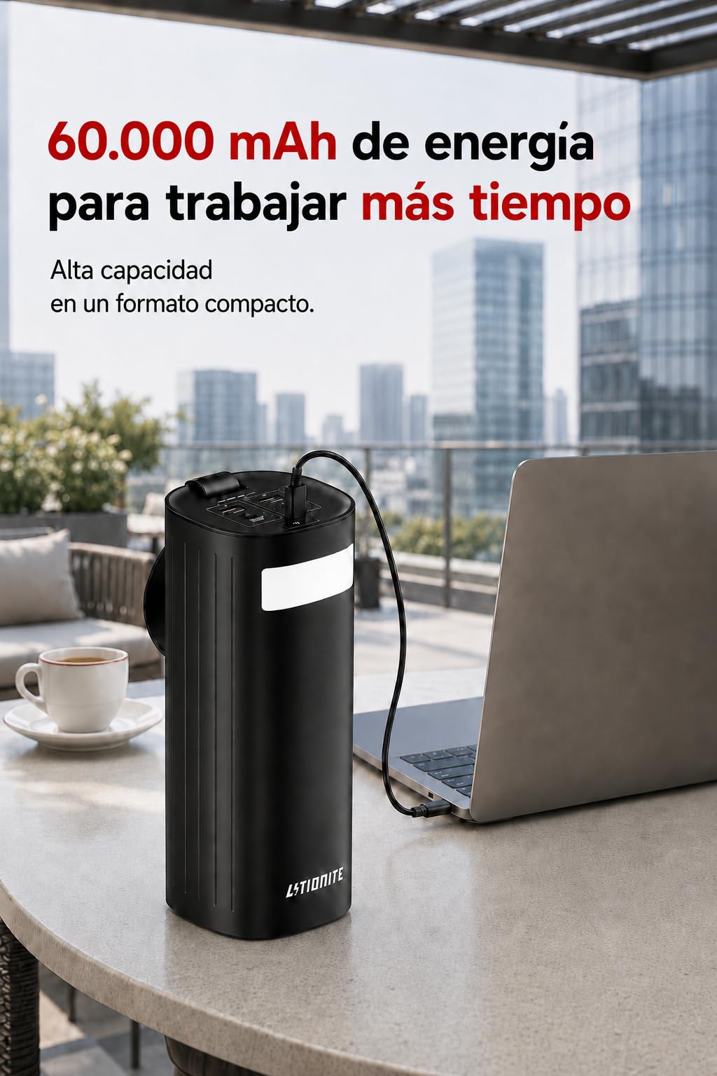LITIONITE Titan Batería Externa 60000mAh 200W para Ordenador Portátil y MacBook, 2 Puertos USB-C 100W PD3.0, Power Bank LiFePO4 3000 Ciclos, para Tablet, Nintendo Switch y Drone