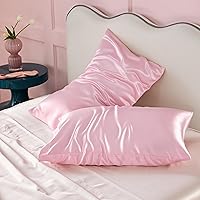 Vista 234 de Bedsure Fundas de almohada de satén, similares a las fundas de almohada de seda tamaño Queen, juego de 2, fundas de almohada para mujeres que