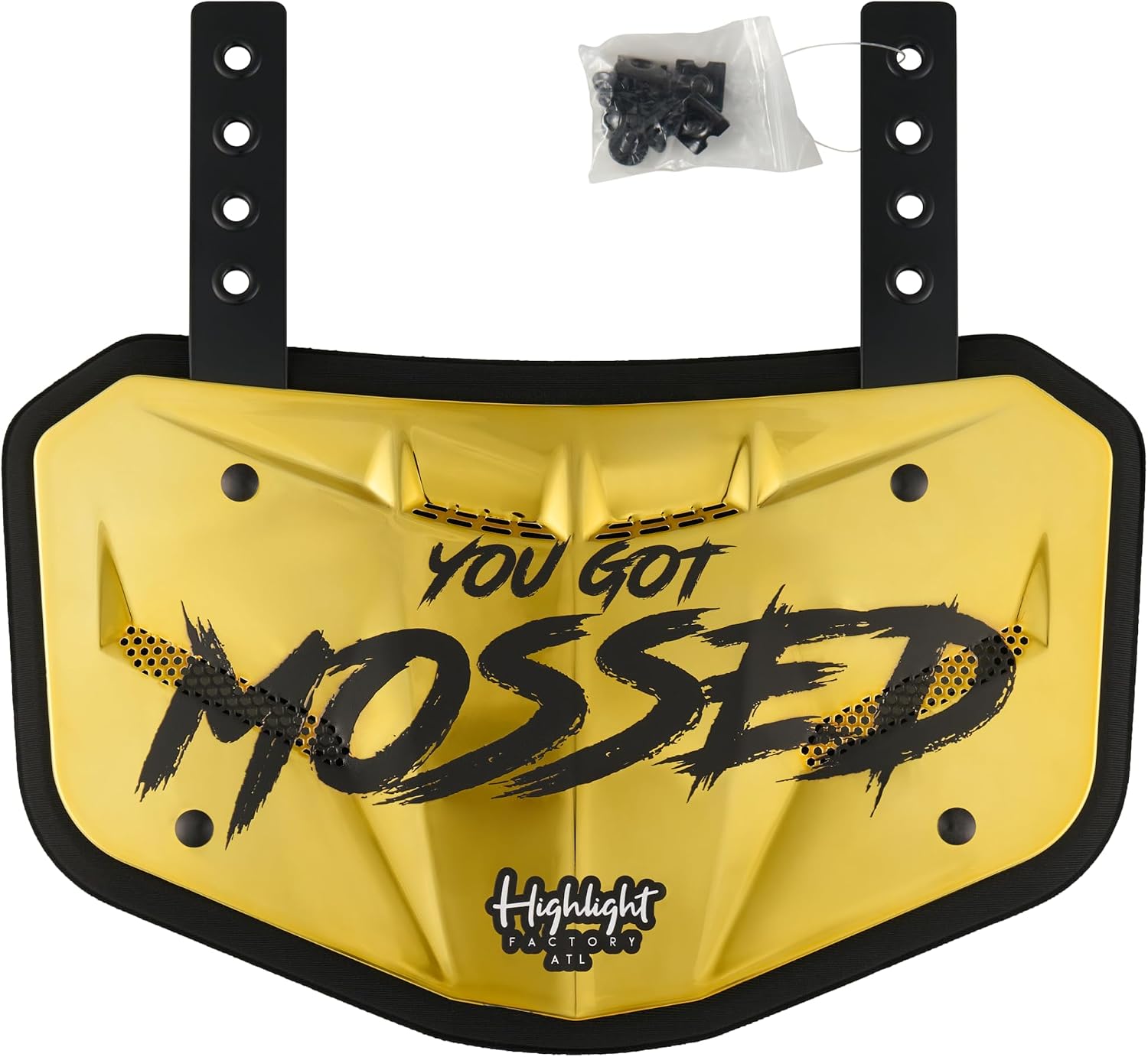 G.O.A.T You Got Mossed Football Back Plate - Lower Back Protection for Shoulder Pads - Back Bone Protector Shield Backplate for Adult