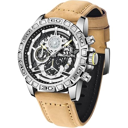 MEGALITH Orologio Uomo Grande Pelle Sport Cronografo Orologi da Polso  Marrone Impermeabile Orologio Uomo Design Moda Analogico Quarzo Orologio  Luminosi Calendario Regali Eleganti per Uomo : Amazon.it: Orologi