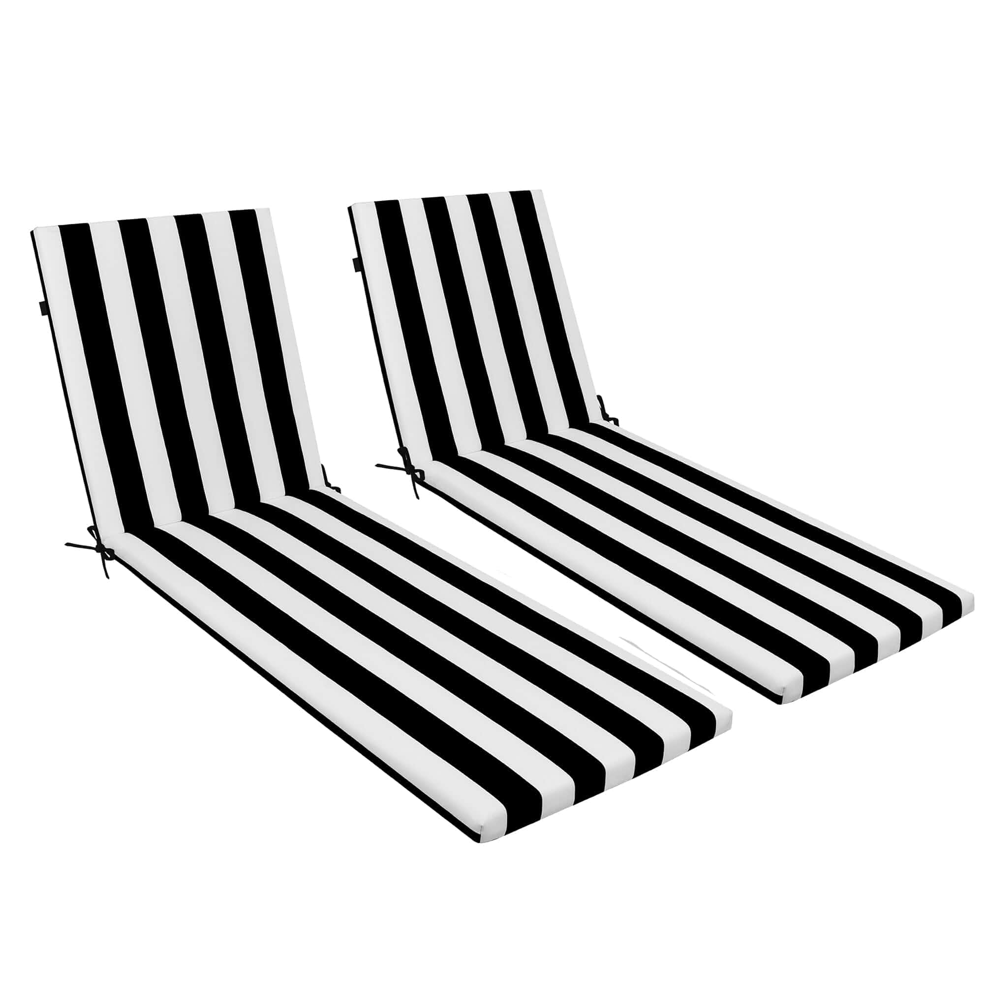 Only choice Outdoor Chaise Lounge Cushion Set of 2, 75" x 24" Lounge Chair Cushion Water-Resistant & Fade-Resistant for Lawn, Pool, Replacement Seat Cushion for Patio (Black/White Striped) Plain