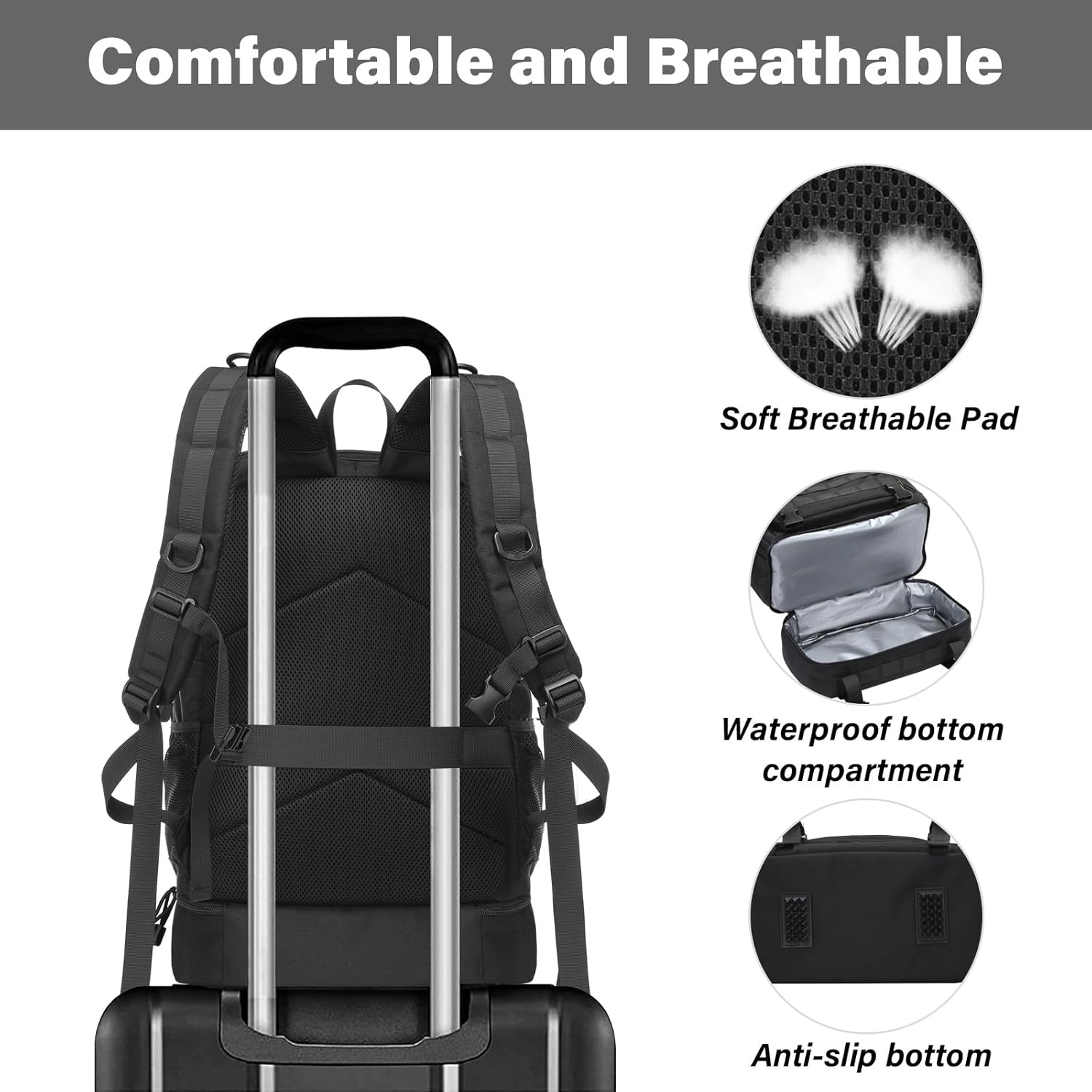 MOSISO 23L Tactical Backpack with Bottom Insulated Cooler, Military Daypack 3 Day Assault Pack Army Rucksack Bug Out Bag with USA Flag Patch for Men Women Sport Outdoor Hiking Camping Training, Black