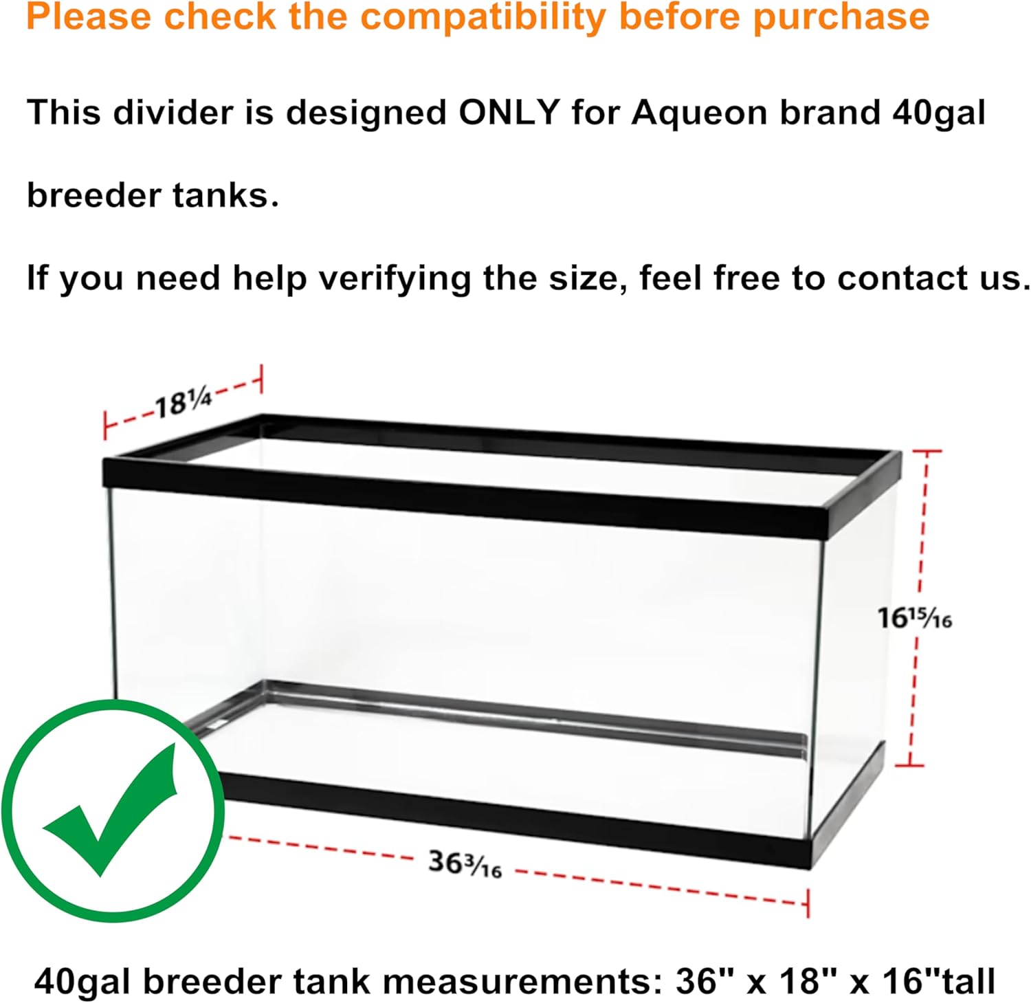 Acrylic Aquarium Divider Kit 5.5/10 / 20L / 20H / 29 / 40B / 55/75 / 125gal Fish Tank with Suction Cups