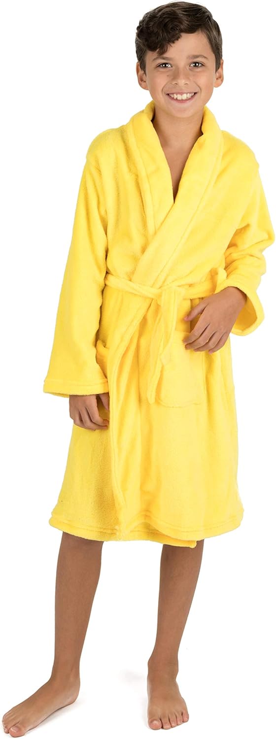 Leveret Kids Robe Boys Girls Solid Hooded Fleece Sleep Robe Bathrobe (2 Toddler-16 Years) Variety of Colors