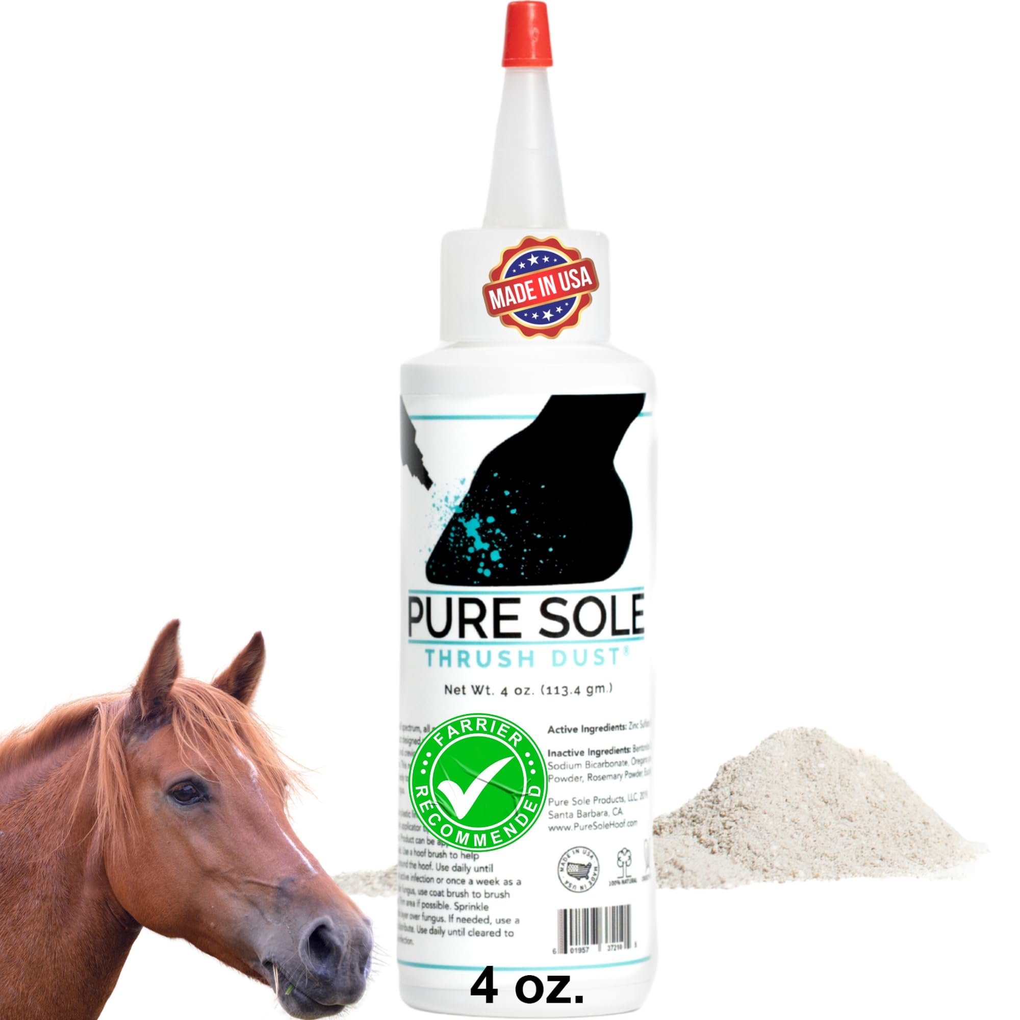 Thrush Treatment for Horses Thrush Dust 4 oz – Non-Caustic Horse Hoof Powder for Cracks, Frogs and White Line | Helps to Maintain Healthy Hooves | Helps with Rain Rot and Coat Issues