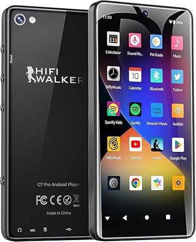 HIFI WALKER Reproductor de MP3 G7 Pro con cámaras duales, Android 13, 3 GB de RAM+32 GB de ROM, Bluetooth 5.0, WiFi, pantalla táctil de 5.2