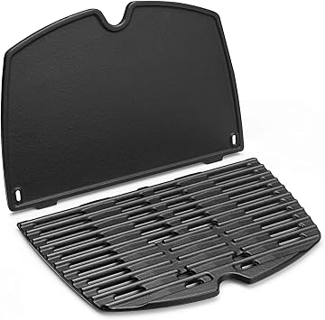 7645 Cast Iron Cooking Grate for Weber Q200 Q220 Q2000 Q2200 Series 27.3 x 38.9 cm Grill Pan Replacement Parts for Weber Grill Set with Grill Grate Replacement Parts (6559 + 7645 Grill Plate)