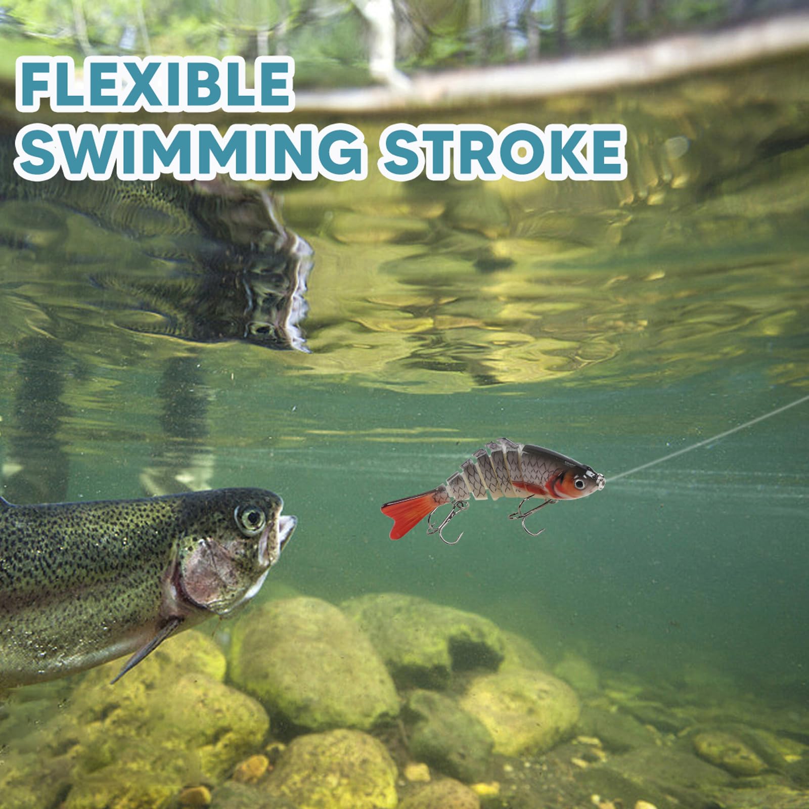 Amazon.com : Fishing Lures for Bass Trout Walleye, 5pcs Segmented Multi  Jointed Swimbaits Fish-Slow Sinking Bionic Hard Bait Swimming Fishing Lures  with Treble Hooks Artificial Lures for Freshwater Saltwater : Sports &