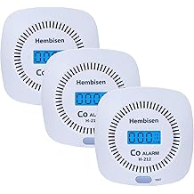 3 Packs Carbon Monoxide Detectors - Hembisen CO Alarm Detector Monitor Battery Operated with Digital Display for House Kitchen Restaurant Hotel Office