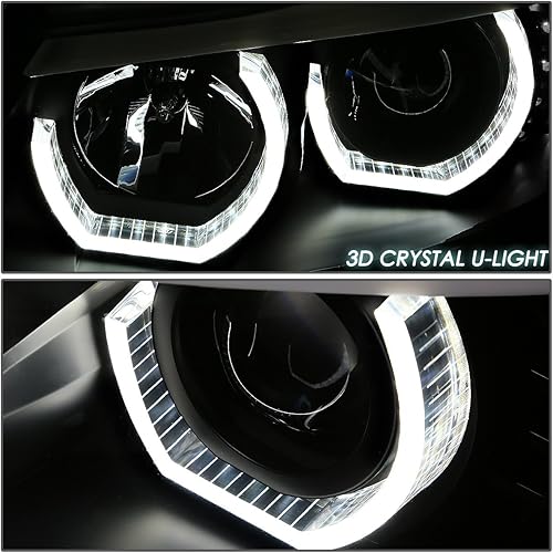 Miniatura 3 de DNA MOTORING HL-3D-F3013-BK Faros delanteros de proyector de cristal U-Halo con carcasa negra con señal de giro LED 3D compatible con 12-16 F30