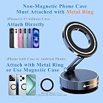 Vacuum Magnetic Phone Holder for Car,Full Metal Body,Vacuum Suction Phone Mount,Magnetic Car Mount for iPhone, Folding Holder for iPhone and Android (Black) | Full Metal,Vacuum Suction,Folding Holder,360 Rotation for iPhone and Android
