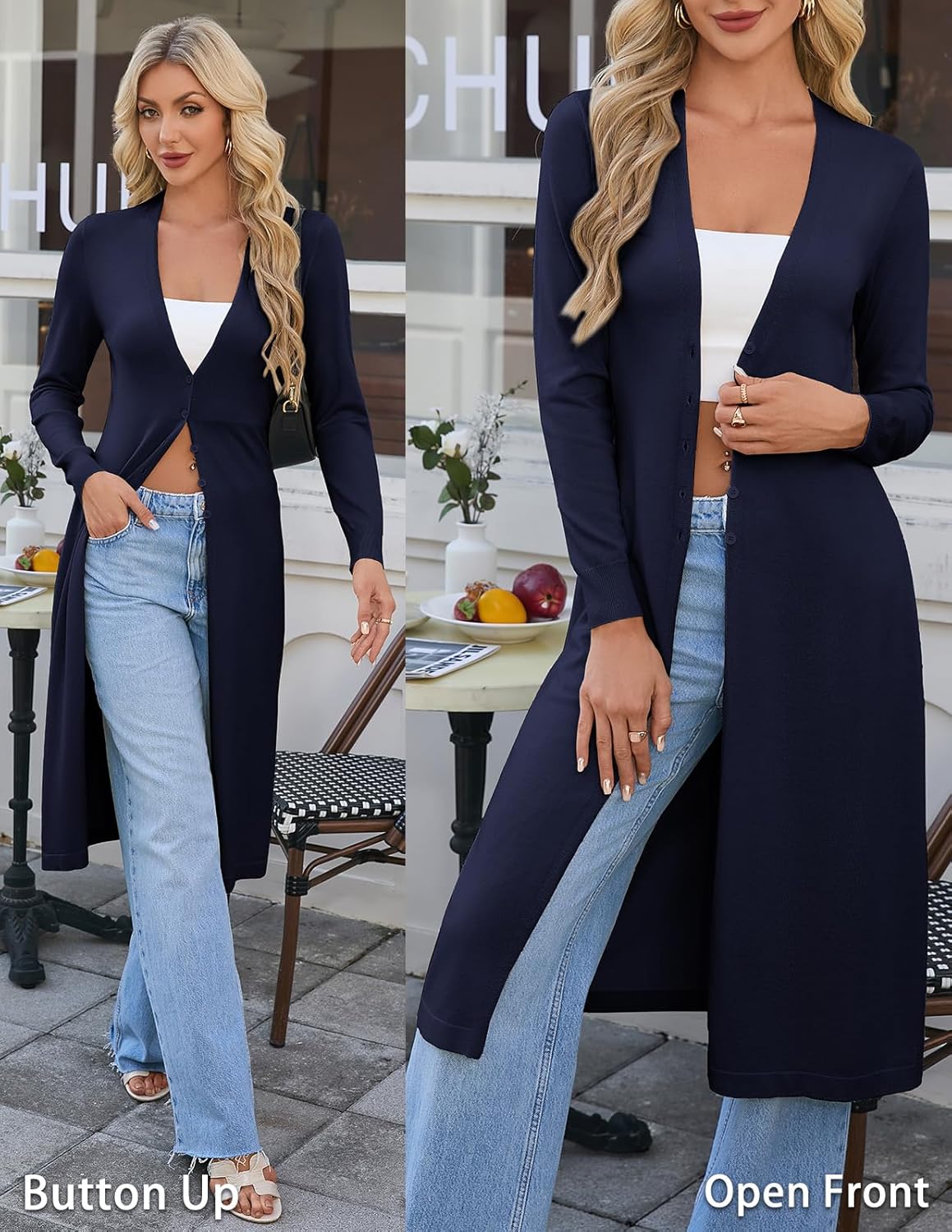 GRACE KARIN Womens Long Cardigan Trendy, Lightweight Knit Dusters Coat, V Neck Button Up Sweater Maxi Dress - Image 9