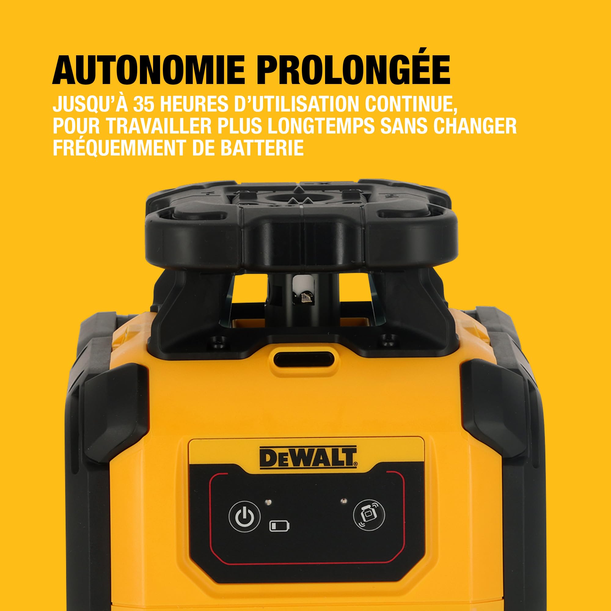 DEWALT Laser alcalin rotatif rouge, portée de 600m avec détecteur, autonomie de 35 heures des piles alcalines, DCLE05211R-XJ