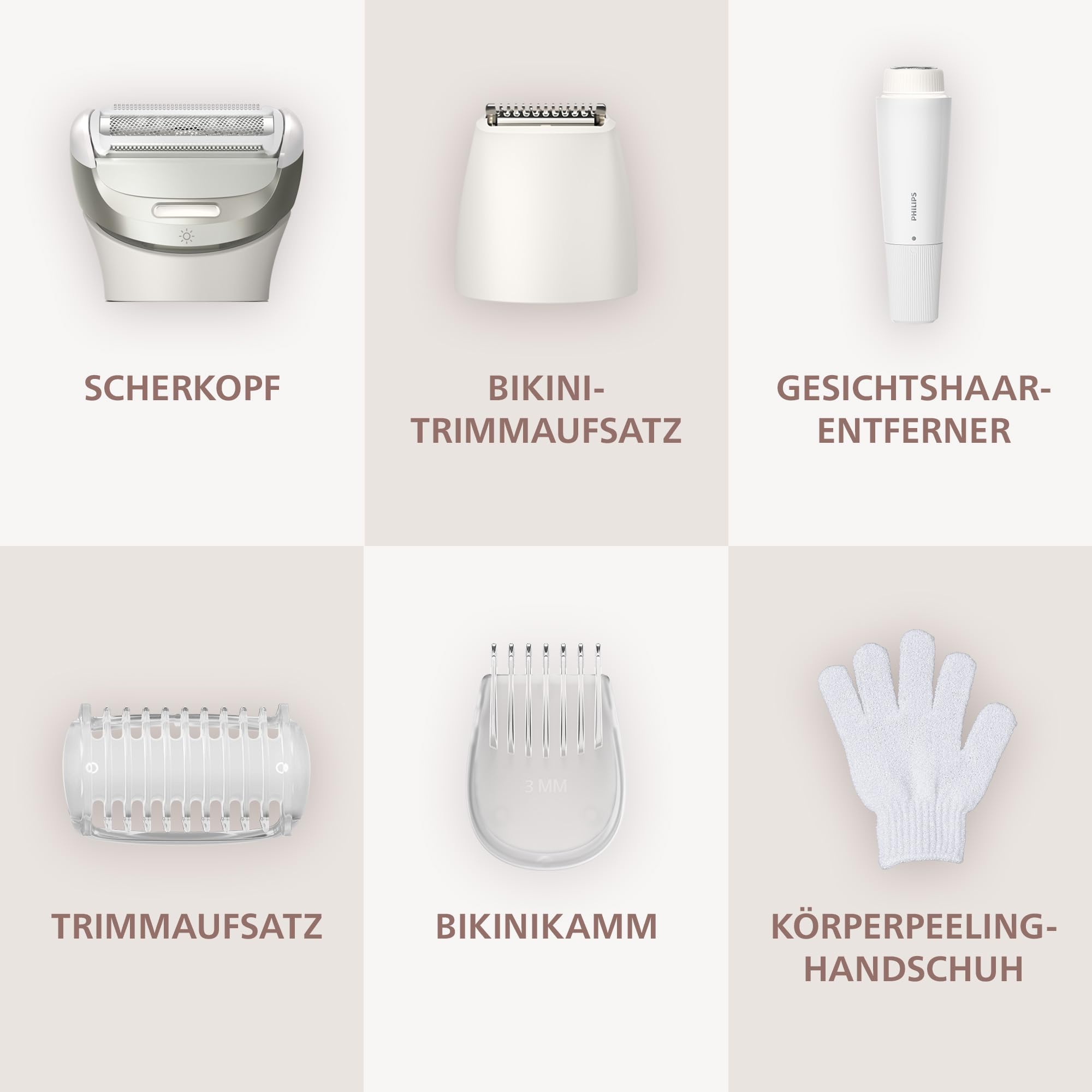 Philips Lady Shaver Series 8000 - kabelloser elektrischer Rasierer, nass und trocken, 3 Klingen, flexibler Scherkopf, LED-Licht, Gesicht/Beine/Körper/Bikinizone, 100 Min. Laufzeit, Modell BRL159/00
