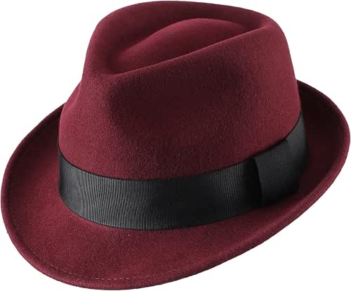 Home Prefer Men's Wool Felt Winter Hat Short Brim Fedora