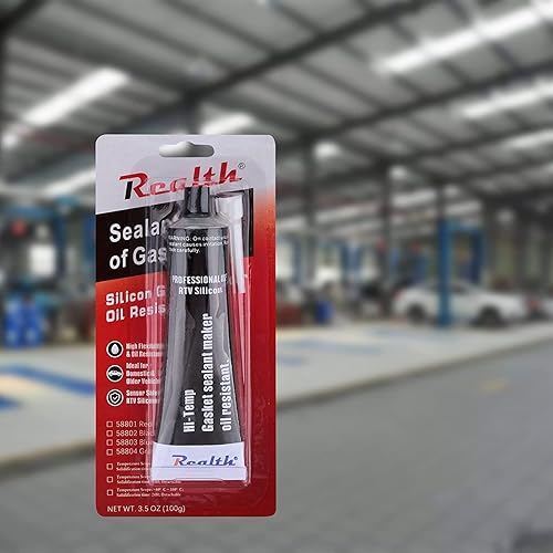Miniatura 5 de Realth Junta de silicona RTV de alta temperatura de 3.53 onzas ultra negro resistente al aceite, sellado de brida de alta resistencia para