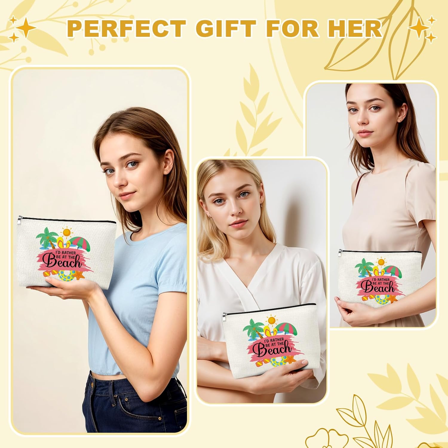 Mxrymvu Beach Lover Gift Makeup Bag Beach Gifts for Women Summer Ocean Gift for Beaches Lovers Friends Cosmetic Bag Funny Vacation Gifts for Birthday Christmas Graduation Travel Cosmetic Pouch - Image 4