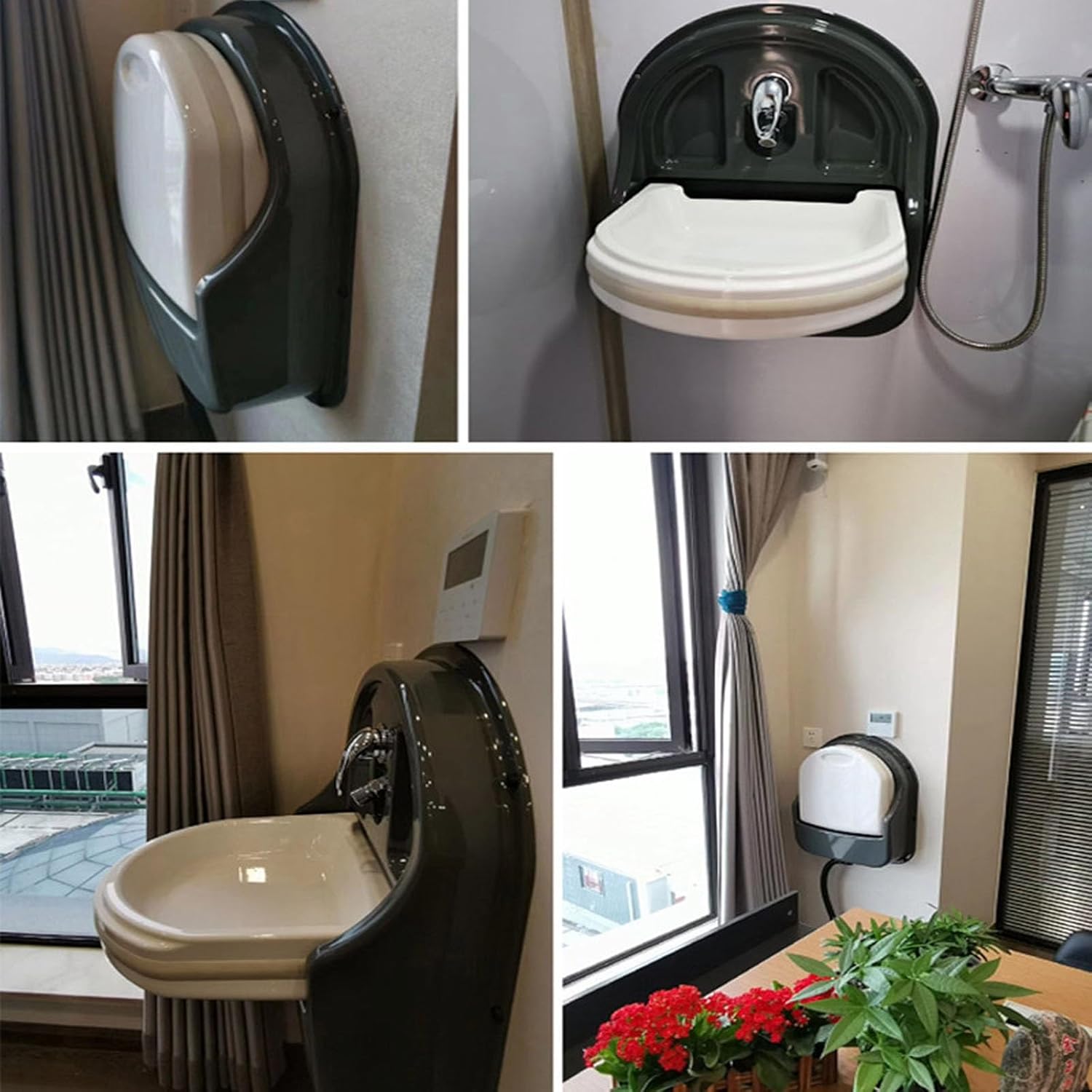 RV Sink Foldable, With Hot and Cold Water Tap, Acrylic Camper Sink for Space Saving, Portable RV for Boat Motorhome Marine 19x23x6.5in(White)