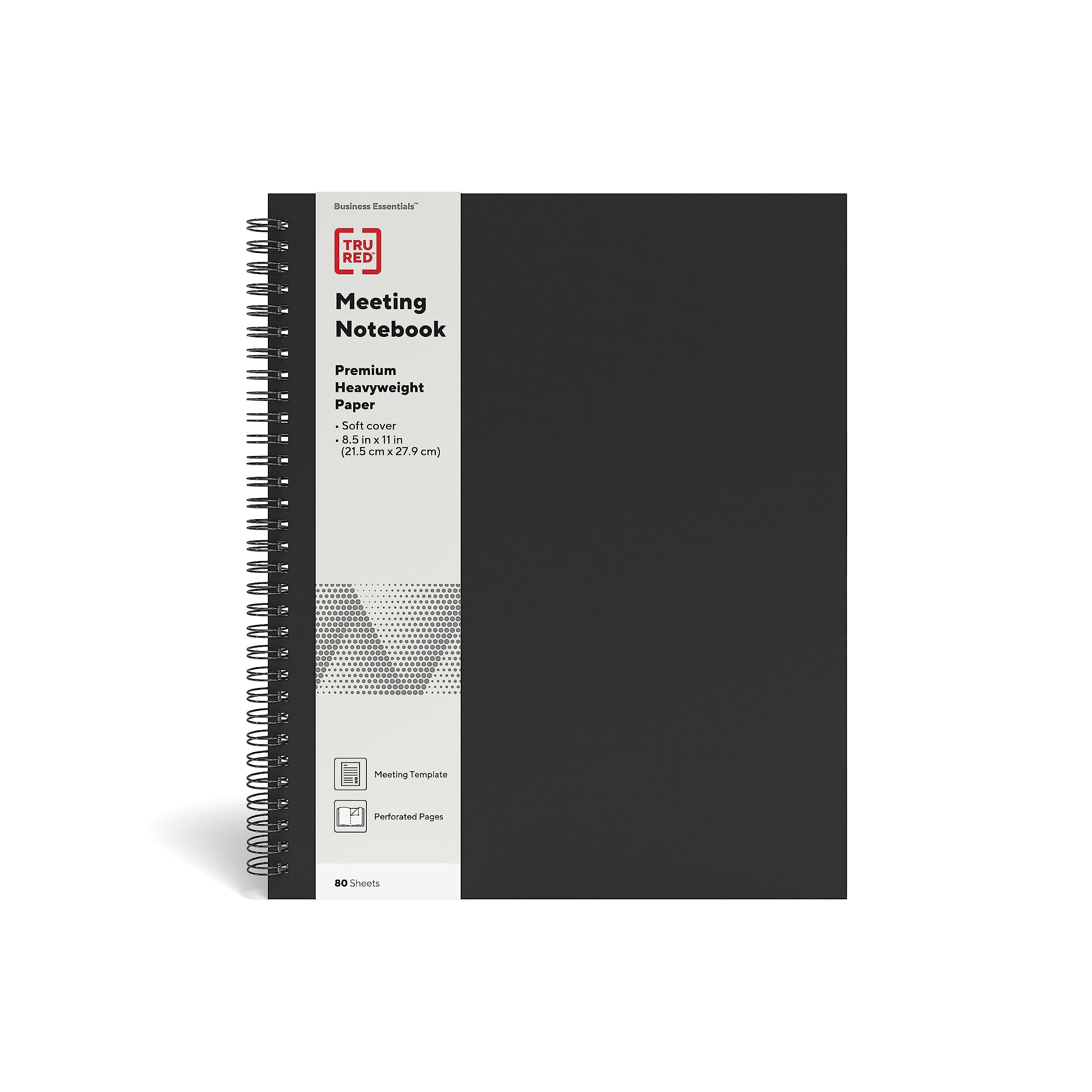TRU RED Staples Large Soft Cover Meeting Notebook, Black, 3/Pack (TR54985VS)
