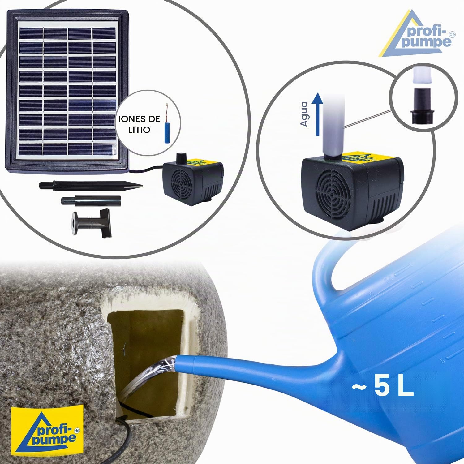 Fuente de jardín Solar Moderna Redonda al Aire Libre LED | Fuente de Vida