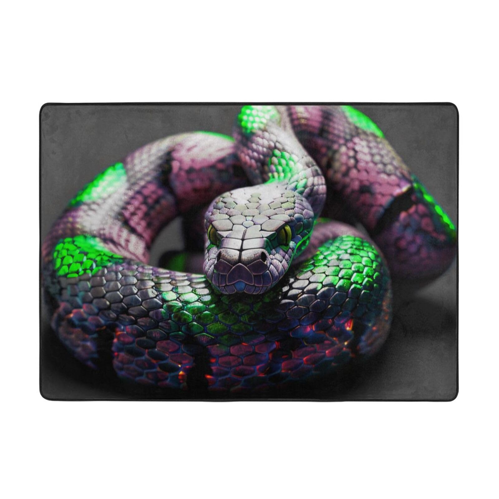 Tapis imprimé serpent 3D grand format pour protéger le sol du salon