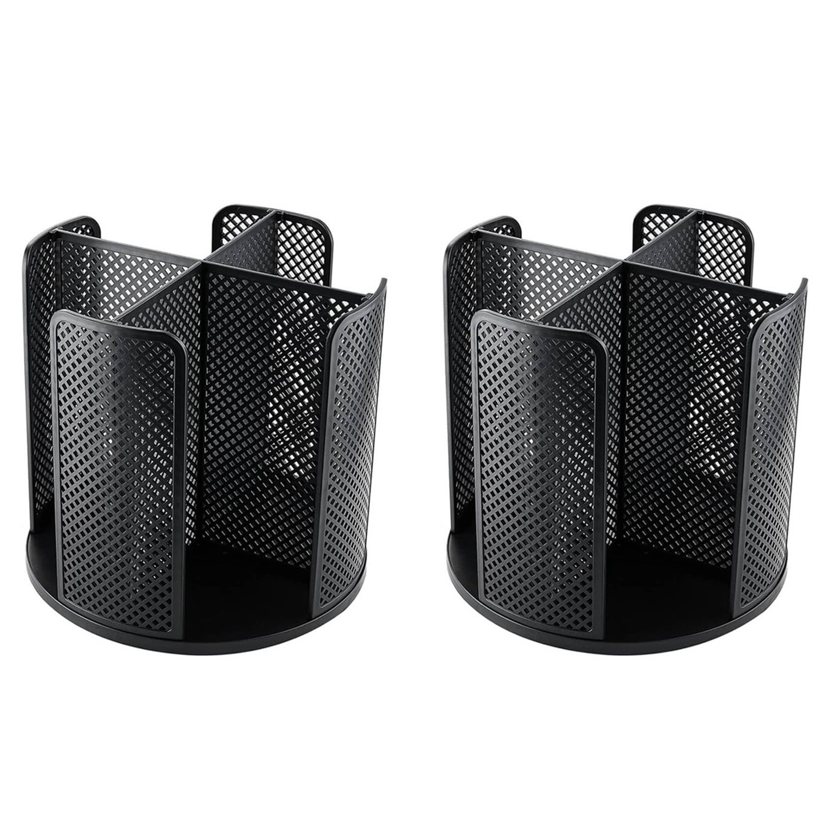 Vjsujehgy 2X Rotatable Cup and Lid Organizer with 4 Compartments, Coffee Cup Dispenser,Paper Cup Storage Holder, Black