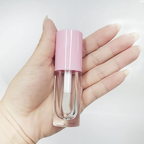 Miniatura 5 de COSIDEA 50pcs Vacío Rosa 0.2 fl oz Big Doe Foot Wand Lip Gloss Tubes Round Chunky Lipgloss Tubes Contenedores al por mayor con varita grande gruesa