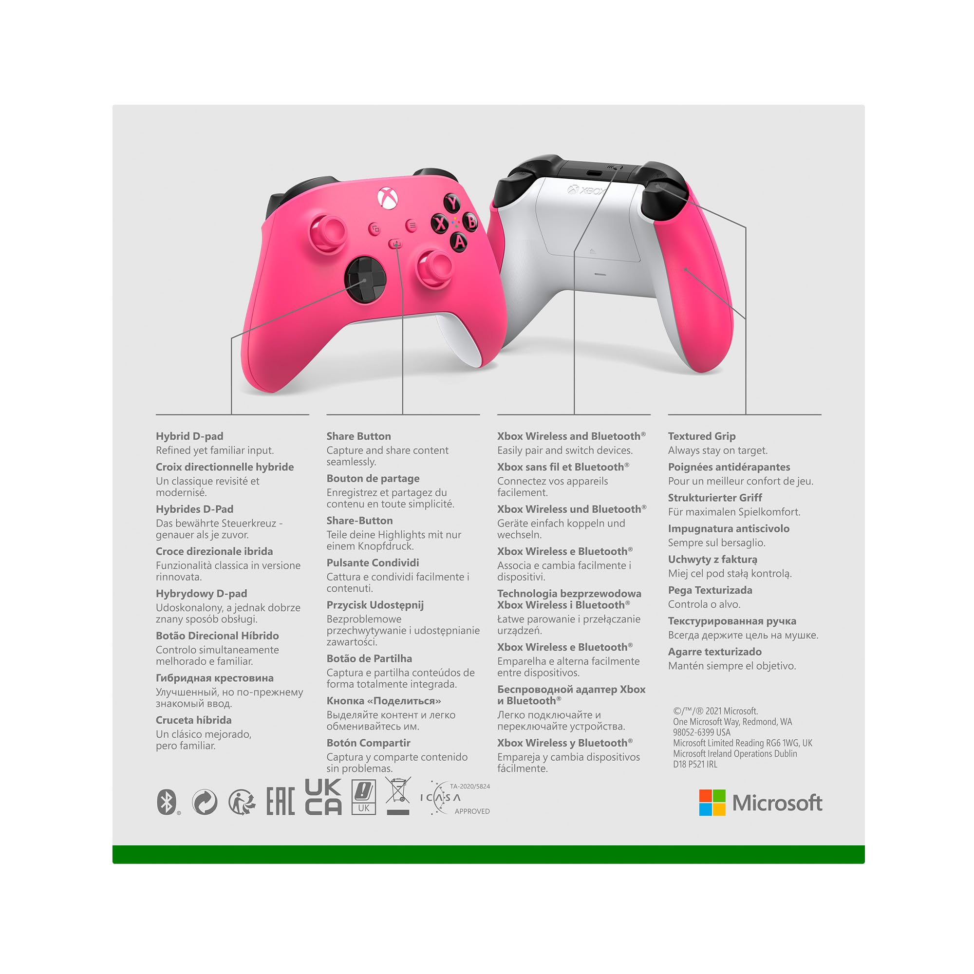 Xbox Wireless Controller Deep Pink Series X/S/One, Windows 10/11, iOS y Android