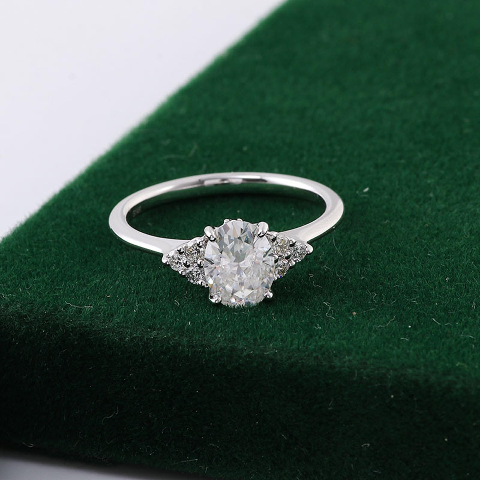 Set di anelli di fidanzamento, 4 griffe, con moissanite da 1 carato, in oro bianco 9 carati, regalo per anniversario di matrimonio