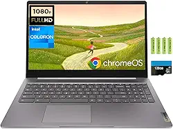 Lenovo IdeaPad 3i 15,6 polegadas FHD Chromebook, processador Intel Celeron N4500, 4 GB de RAM, 192 GB de armazenamento (64 GB eMMC + memória flash de 128 GB), webcam, Wi-Fi 6, Bluetooth, leitor de