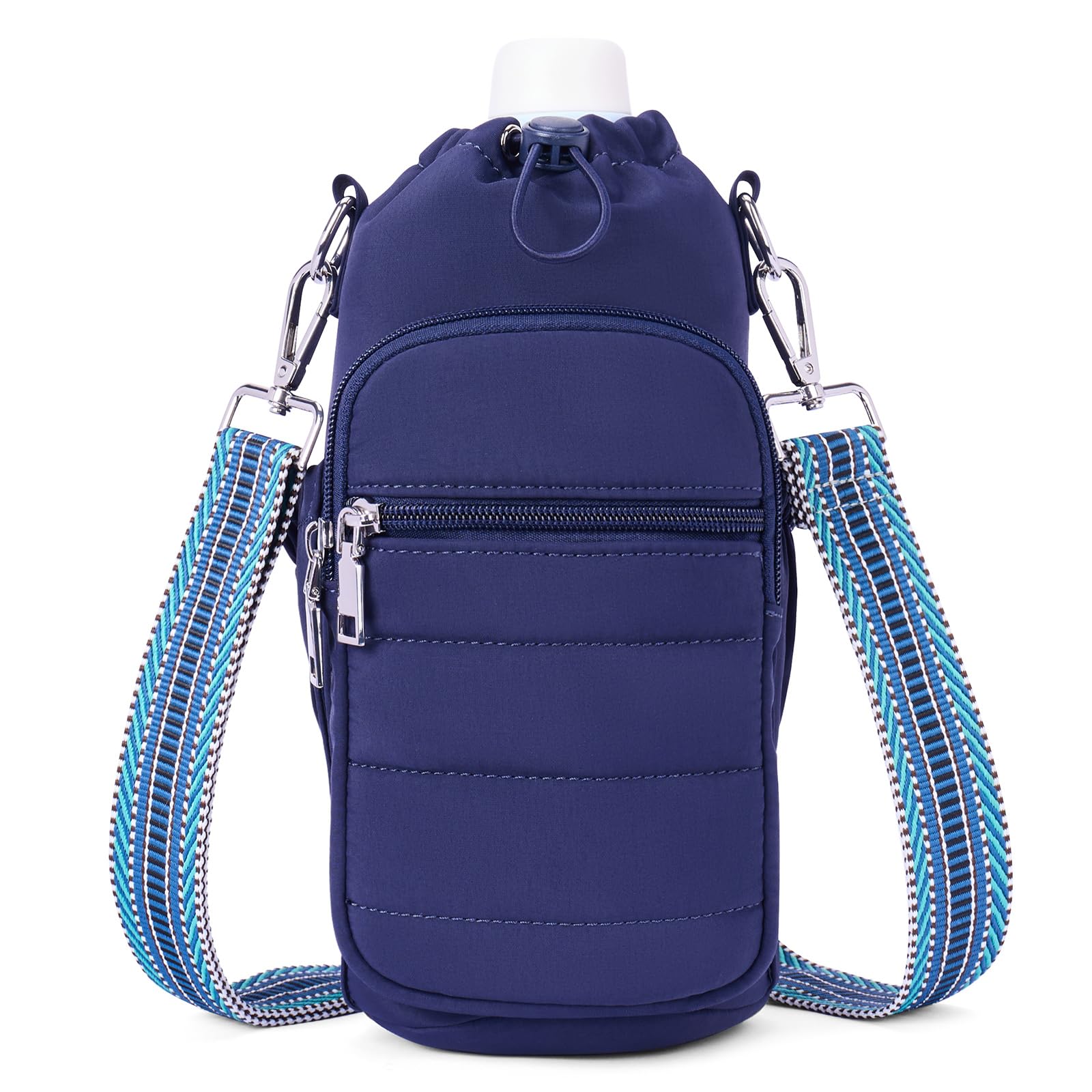 Lexiyat 40oz / 1200ml Water Bottle Holder Bag โ Insulated Crossbody Carrier with Strap โ Lightweight Travel & Hiking Bag for Women Blue