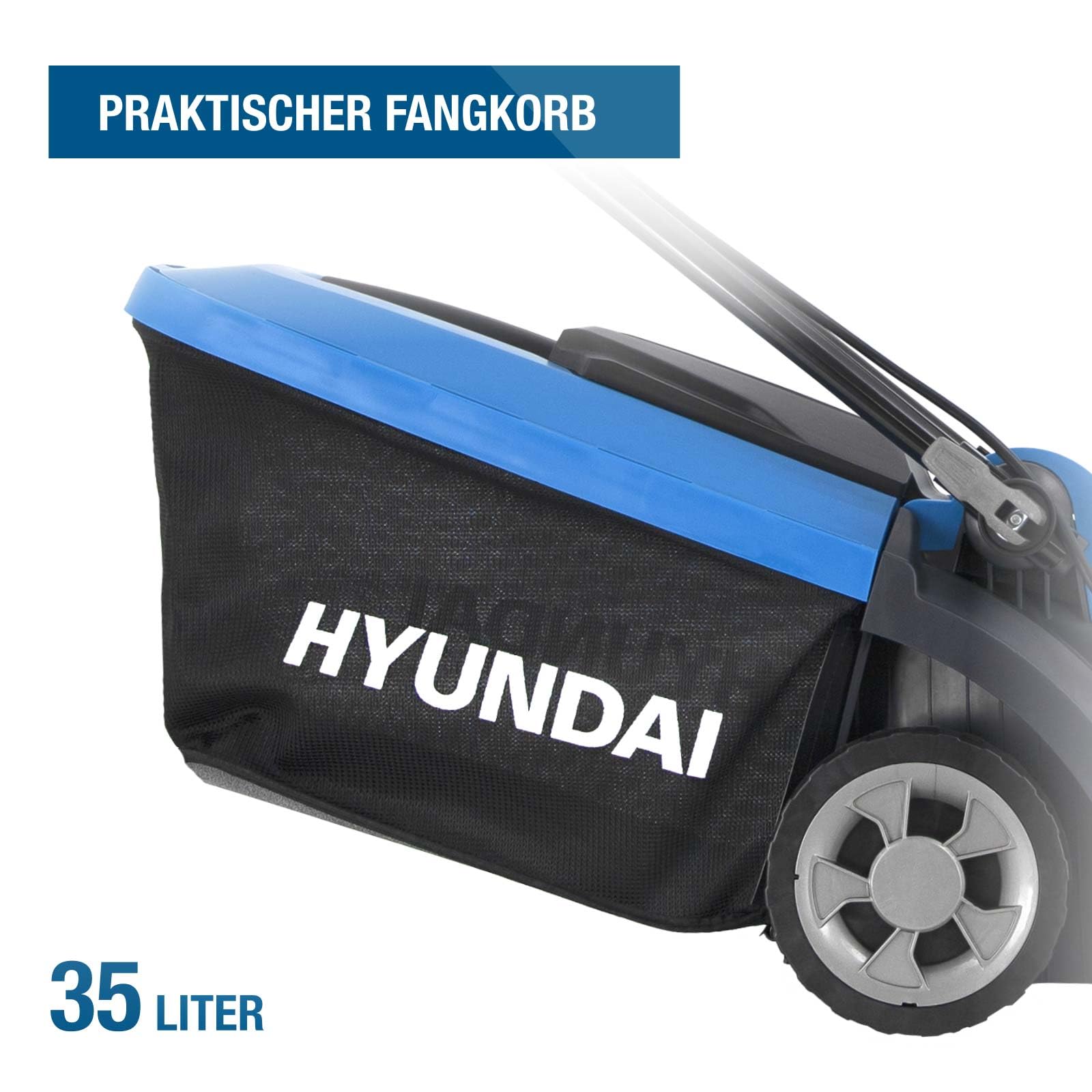 HYUNDAI 20V Akku-Rasenmäher mit 4.0Ah Akku und Ladegerät | Brushless Motor, 33 cm Schnittbreite, 35 L Korb, zentrale Höhenverstellung, leicht, kompakt und kabellos