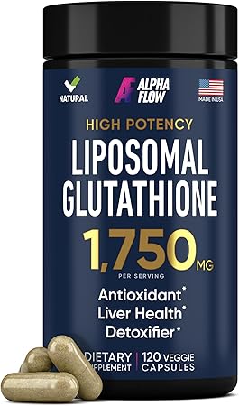 Liposomal Glutathione Supplement 1000MG + 750MG- Glutathione Liposomal with VIT C + Phospholipid Antioxidant Complex - Liver Detox and Immune Support Supplement - 120 Caps - Powder&Liquid Alternative