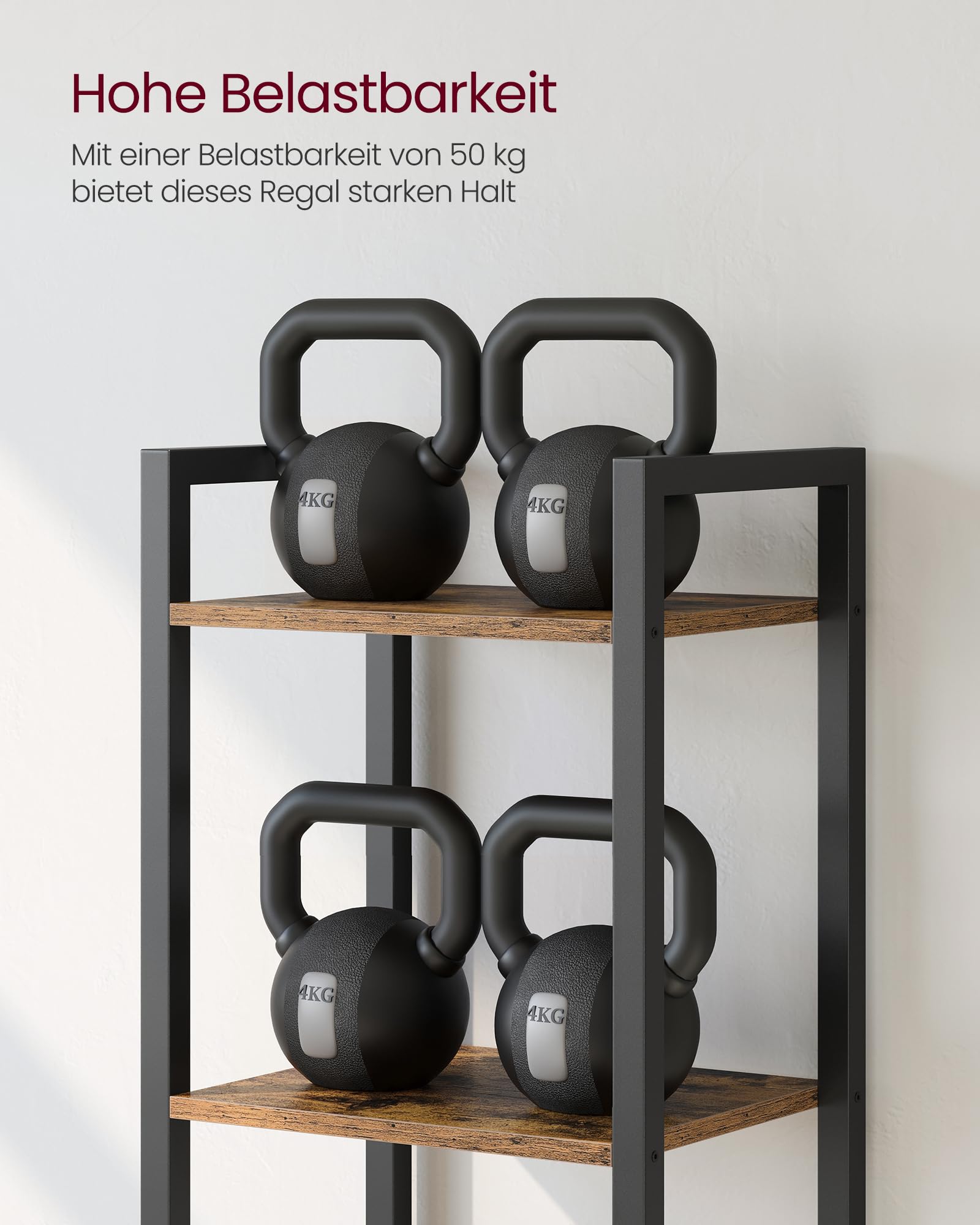 VASAGLE Regal, Bücherregal, Standregal, DVD-Regal, mit 6 Ebenen, Büroregal, offene Ablagen, für Büro, Wohnzimmer, Schlafzimmer, Küche, 30 x 40 x 186 cm, vintagebraun-tintenschwarz LLS101B01