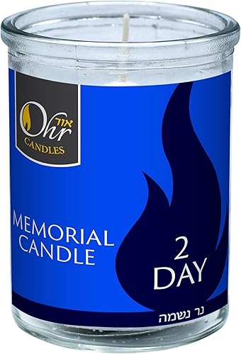 Ohr Candles Yahrzeit - Velas conmemorativas Yahrzeit de 2 días, velas Yartzeit de 48 horas, velas judías Yom Kippur en vaso de vidrio, paquete de 3