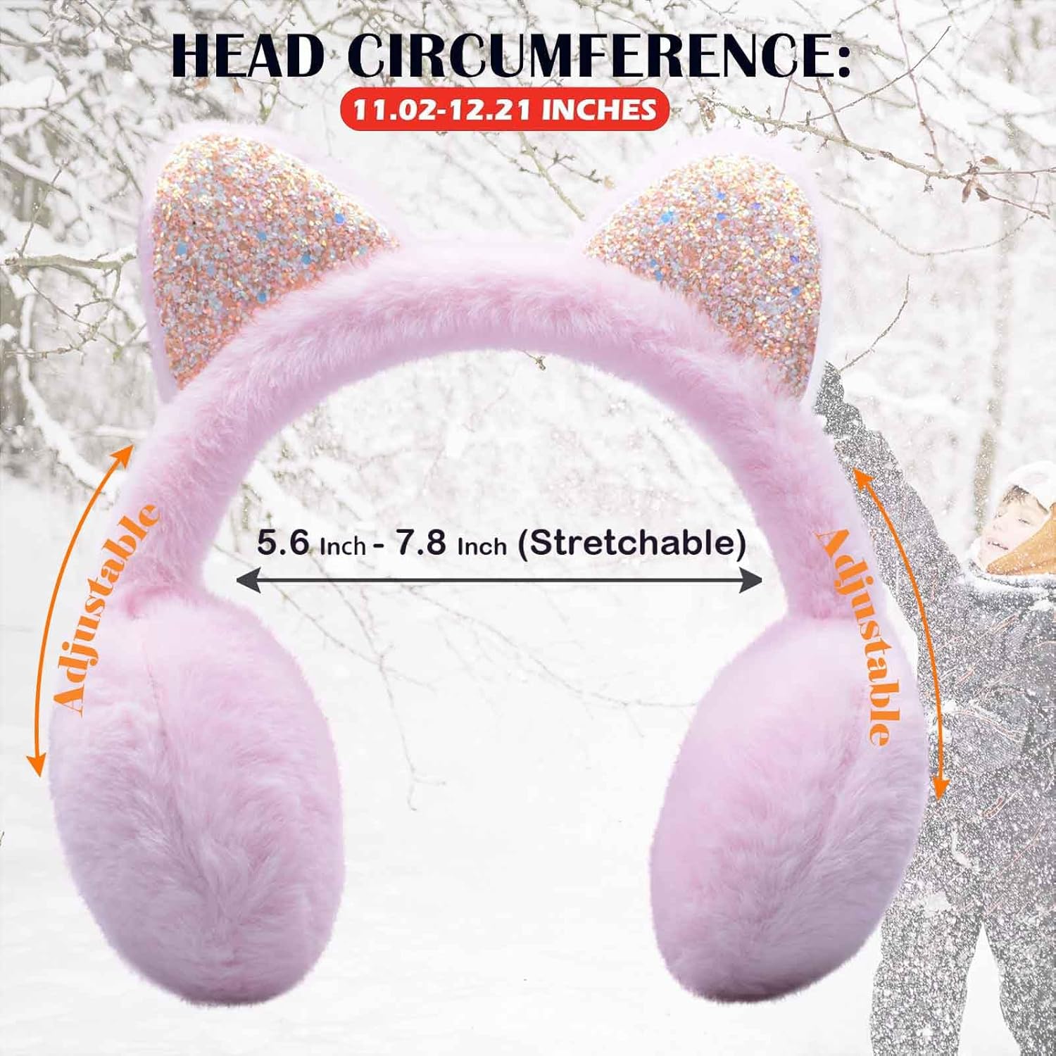 Winter Earmuffs for Kids Girl Plush Ear Warmers,Foldable Unicorn Earmuffs for Girls Kids Women Warm Outdoor Ear Covers - Image 5