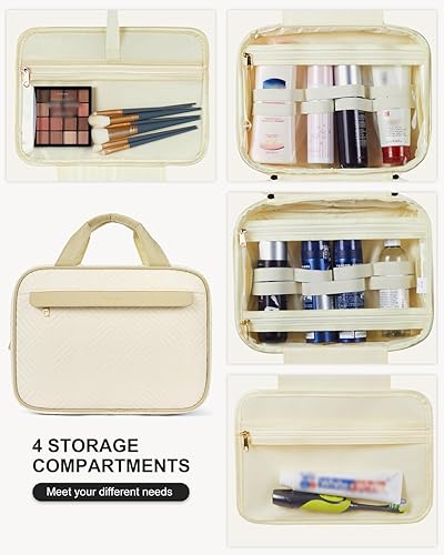 Miniatura 10 de Telena Neceser de viaje colgante, organizador acolchado cómodo y elegante para mujeres que viajan, rosado, gris (Grey With Pink)