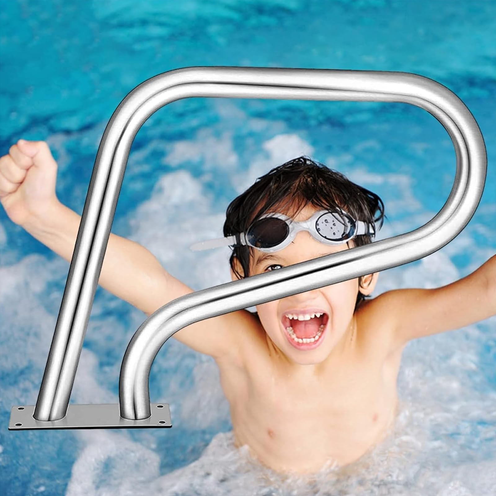 Swimming Pool Handrails, Easy-to-install Handrails 304 Stainless Steel Spas Stair Handrails, for Garden Backyard Pools