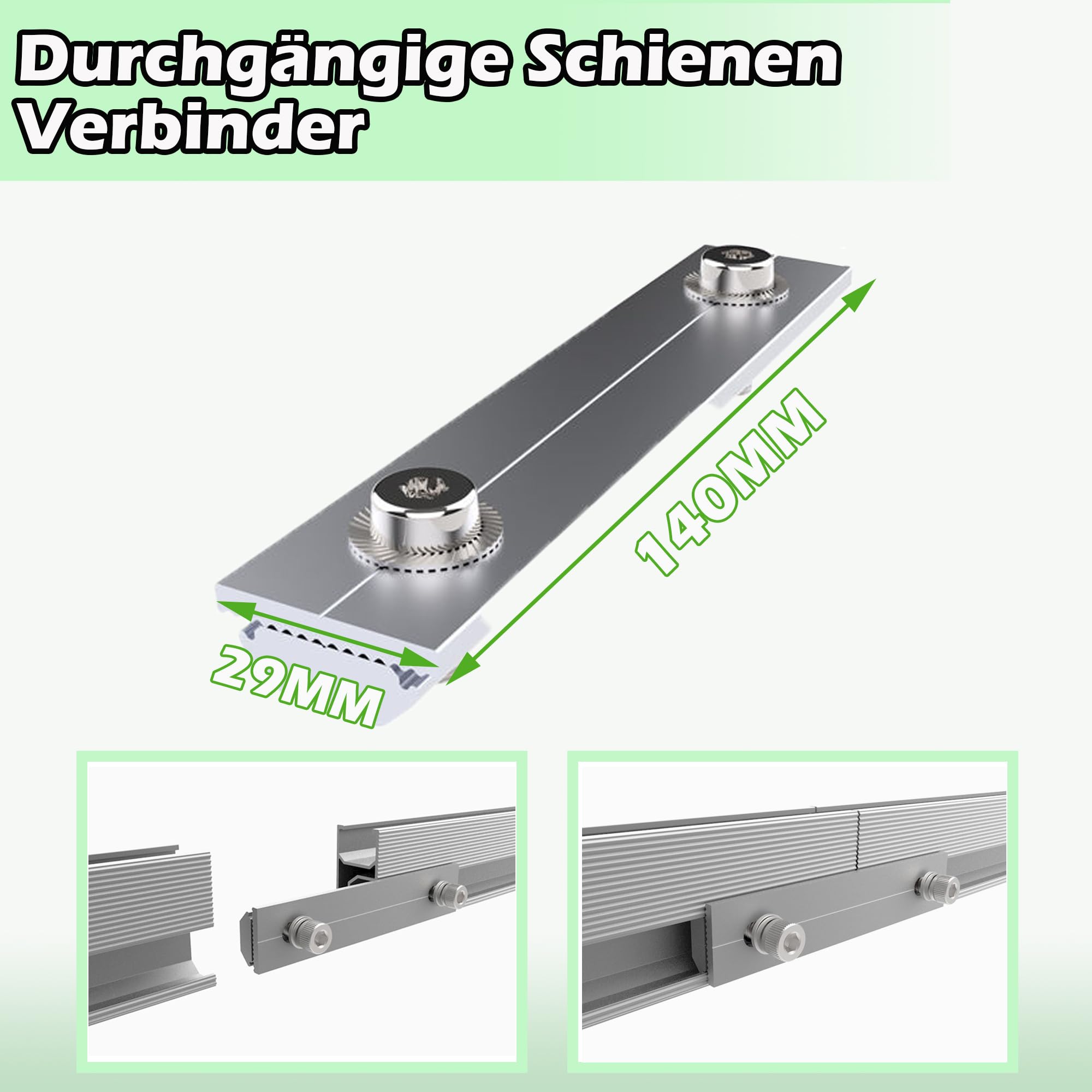 Warmfay Juego de montaje para techo de tejas, aluminio 1500 mm, rieles de perfil continuos y ganchos para techo, módulo solar, tejas para 2 módulos, soporte solar para módulos fotovoltaicos, grosor de