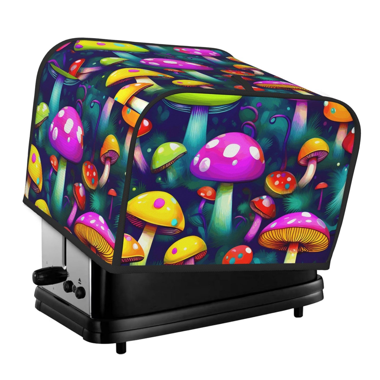 Bright Mushrooms Art Print 4-Slice Toaster Cover Dustproof Waterproof Kitchen Appliance Protector For Bread