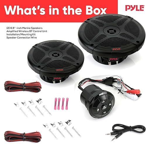 Miniatura 7 de Pyle Kit de altavoces marinos duales de 6.5 pulgadas, resistente al agua con receptor de control remoto Bluetooth amplificado para vehículos