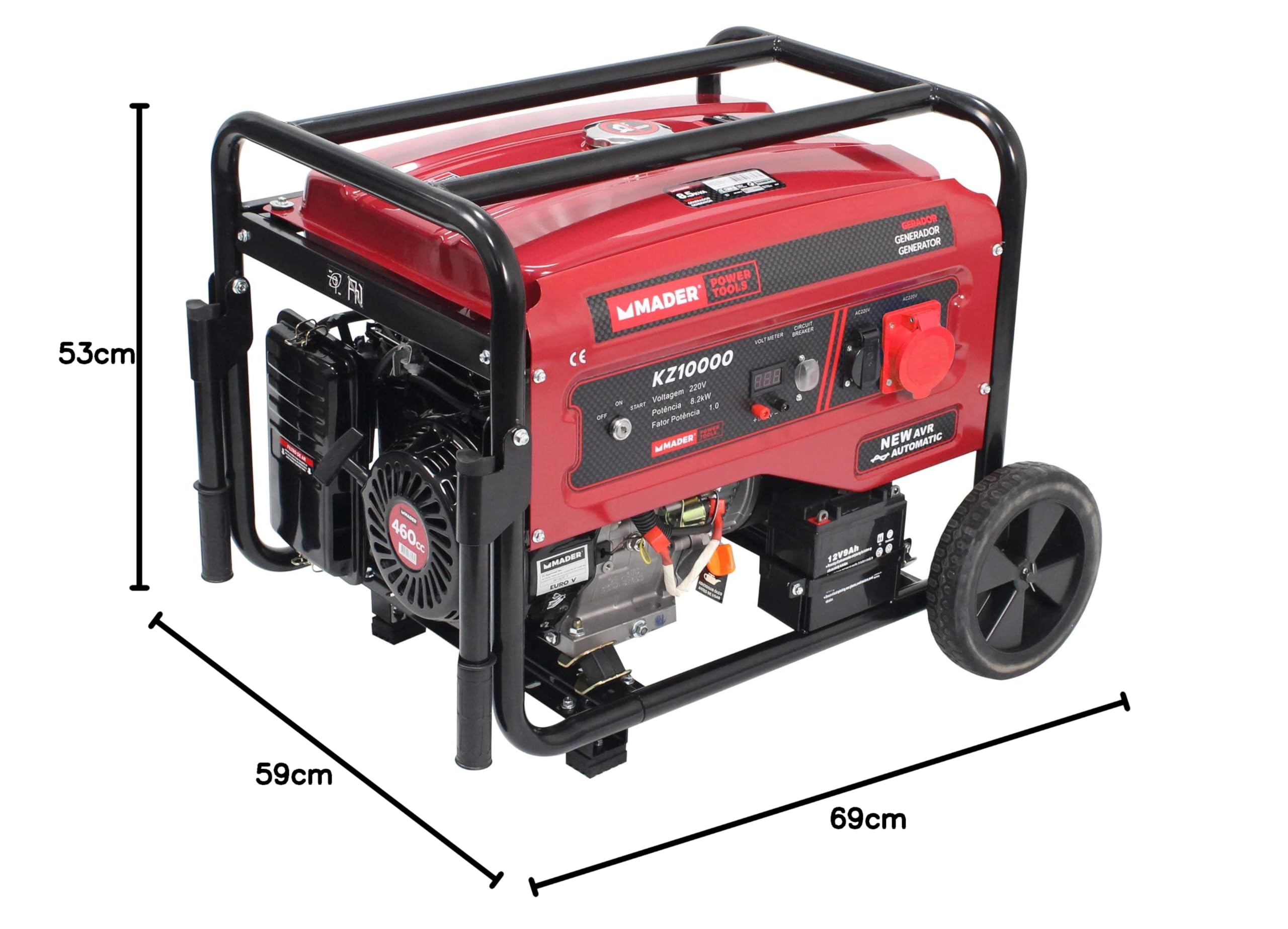 Mader Power Tools 63606 Generador Monofásico con Ruedas, 8.5Kva