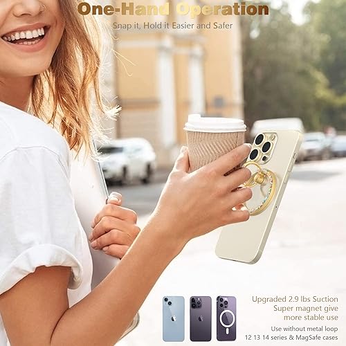 Miniatura 8 de Soporte magnético de anillo para teléfono MagSafe, Doflyesky Flowers agarre magnético para teléfono, soporte de teléfono y anillo de dedo para