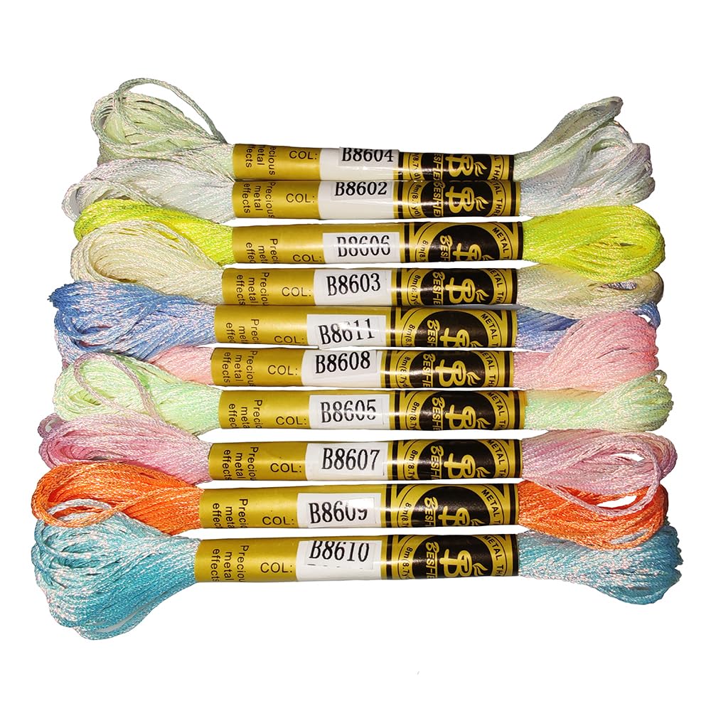 GUOCHENJIE Multicolor Metallic Embroidery Thread Shiny Cross Stitch Floss Threads on Skeins Sewing Kit