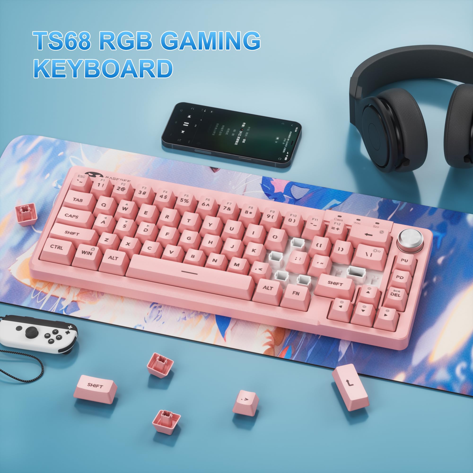 MageGee Mini 60% Gaming Keyboard, RGB Backlit Ultra-Compact Keyboard, TS68 Ergonomic Waterproof Mechanical Feeling Office Computer Keyboards for PC, MAC, PS4, Xbox ONE Gamer view 6
